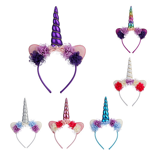 

Unicorn Holiday Jewelry Girls' Movie Cosplay Cosplay Costume Party Golden White Purple Hair Jewelry Christmas Children's Day New Year Plastics