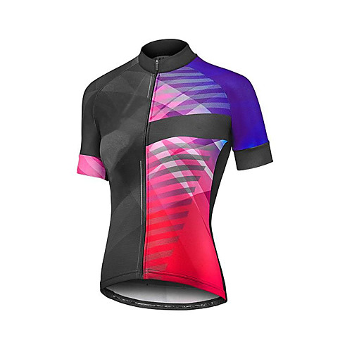 

21Grams Women's Short Sleeve Cycling Jersey Summer Spandex Polyester Red Stripes Patchwork Bike Jersey Top Mountain Bike MTB Road Bike Cycling Quick Dry Moisture Wicking Breathable Sports Clothing