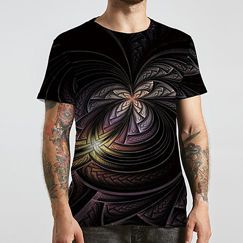 

Men's Unisex Tee T shirt 3D Print Abstract Graphic Prints Plus Size Print Short Sleeve Casual Tops Basic Designer Big and Tall Black