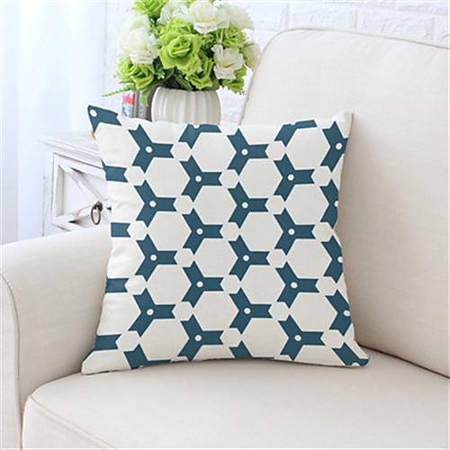 

Double Side Cushion Cover 1PC Faux Linen Soft Geometric Decorative Square Pillowcase for Sofa bedroom Car Chair Superior Quality Outdoor Cushion for Patio Garden Farmhouse Bench Couch