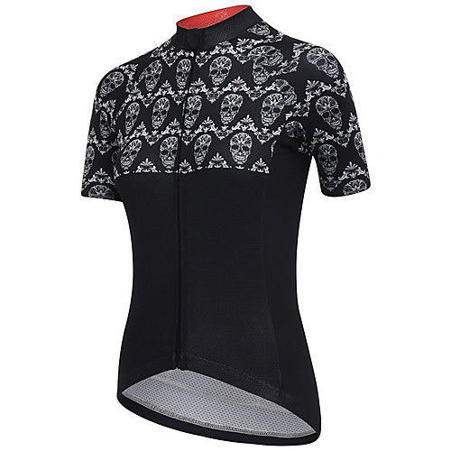 

21Grams Women's Short Sleeve Cycling Jersey Summer Spandex Polyester Black Sugar Skull Skull Bike Jersey Top Mountain Bike MTB Road Bike Cycling Quick Dry Moisture Wicking Breathable Sports Clothing