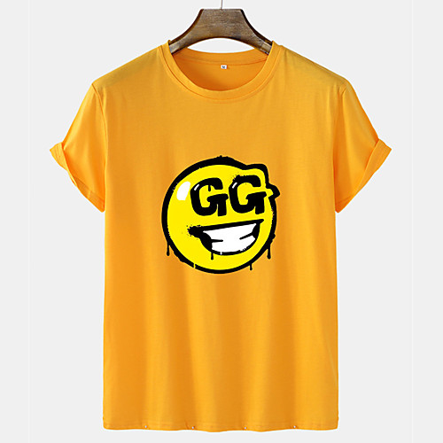 

Men's Unisex Tee T shirt Hot Stamping Graphic Prints Smiley Face Short Sleeve Casual Tops 100% Cotton Basic Fashion Designer Comfortable White Blue Yellow
