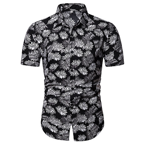 

Men's Shirt Other Prints Floral Short Sleeve Casual Tops Casual Black