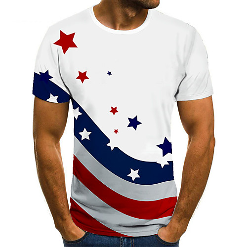 

Men's Unisex Tee T shirt 3D Print Graphic Prints Flag Plus Size Print Short Sleeve Casual Tops Basic Fashion Designer Big and Tall White