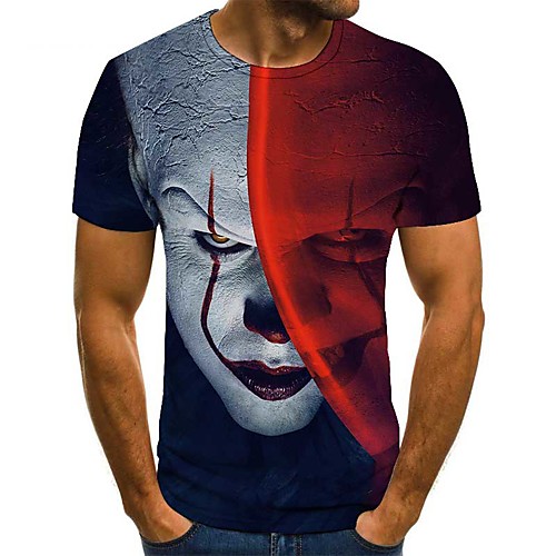 

Men's Unisex Tee T shirt 3D Print Graphic Prints Human Plus Size Print Short Sleeve Casual Tops Basic Fashion Designer Big and Tall Gray