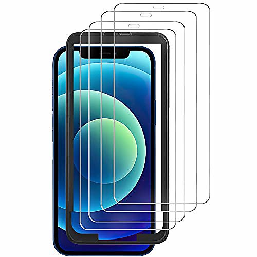

luibor 4 pieces, tempered glass compatible with iphone 12/12 pro (6.1 inch), anti-scratch anti-dust anti-oil anti-bubbles tempered glass protective film for new 12/12 pro