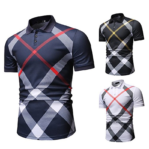

Men's Golf Shirt Tennis Shirt Other Prints Striped Short Sleeve Casual Tops Casual White Black Navy Blue / Summer