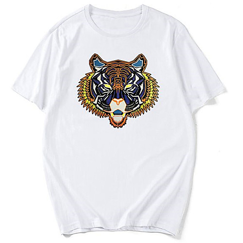 

Men's Unisex Tee T shirt Hot Stamping Graphic Prints Tiger Plus Size Print Short Sleeve Casual Tops Cotton Basic Fashion Designer Big and Tall White Black