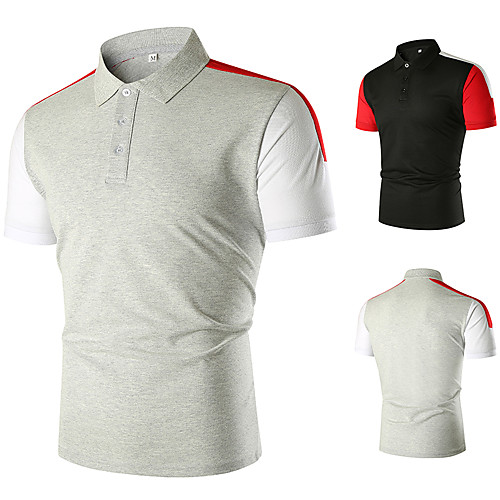 

Men's Golf Shirt non-printing Solid Color Short Sleeve Casual Tops Simple Black Light gray / Summer