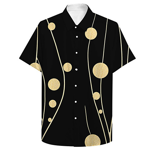 

Men's Shirt 3D Print Graphic Prints Plus Size 3D Print Button-Down Short Sleeve Casual Tops Casual Fashion Streetwear Breathable Black / Sports