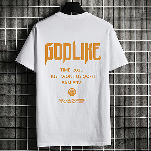 

Men's Unisex Tee T shirt Hot Stamping Graphic Prints Letter Plus Size Print Short Sleeve Casual Tops Cotton Basic Fashion Designer Big and Tall White Black