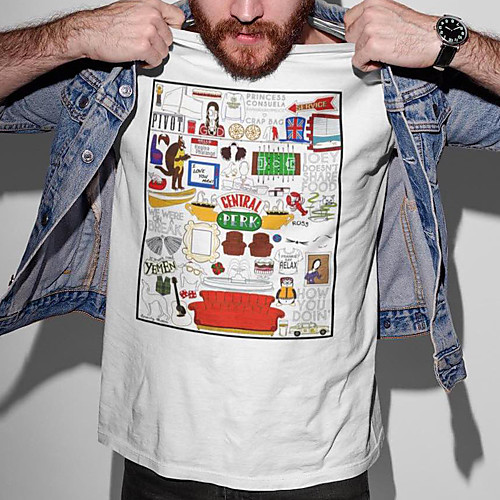 

Men's Unisex Tee T shirt Hot Stamping Cartoon Graphic Prints Plus Size Print Short Sleeve Casual Tops Cotton Basic Cartoon Designer Big and Tall White