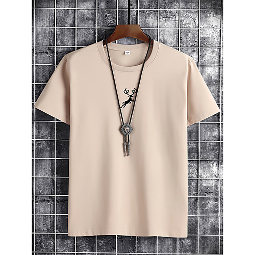

Men's Unisex Tee T shirt Hot Stamping Graphic Prints Deer Plus Size Print Short Sleeve Casual Tops Cotton Simple Basic Designer Big and Tall White Black Khaki