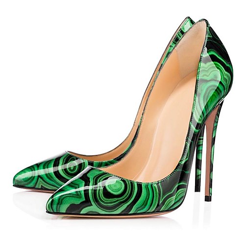 

Women's Heels Stiletto Heel Pointed Toe Patent Leather Geometric Green