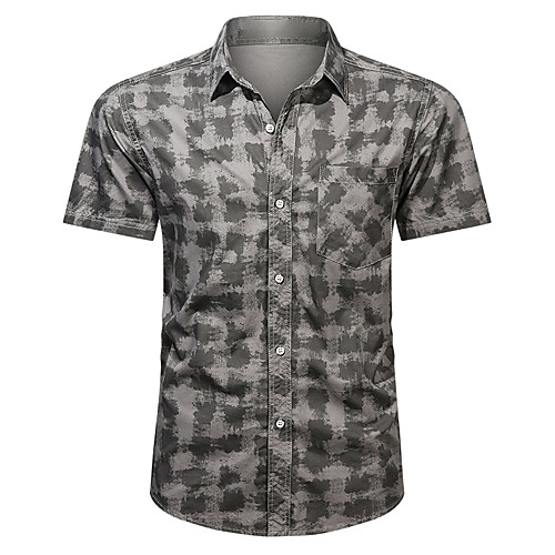 

Men's T shirt Shirt Tartan Print Short Sleeve Casual Tops Cotton Casual Breathable Beach Blue Army Green Gray