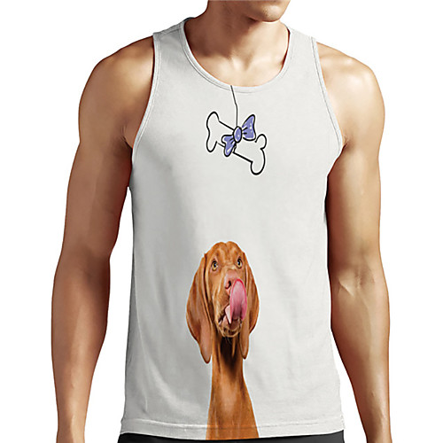 

Men's Unisex Tank Top Undershirt 3D Print Dog Graphic Prints Animal Plus Size Print Sleeveless Casual Tops Basic Designer Big and Tall Light gray