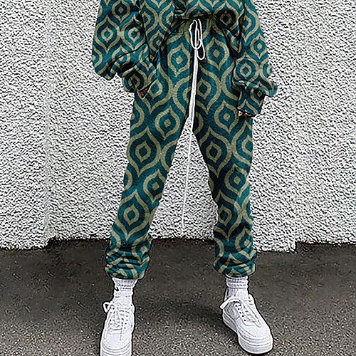 

Women's Fashion Casual / Sporty Comfort Daily Weekend Sweatpants Pants Geometric Pattern Full Length Pocket Elastic Drawstring Design Print Green