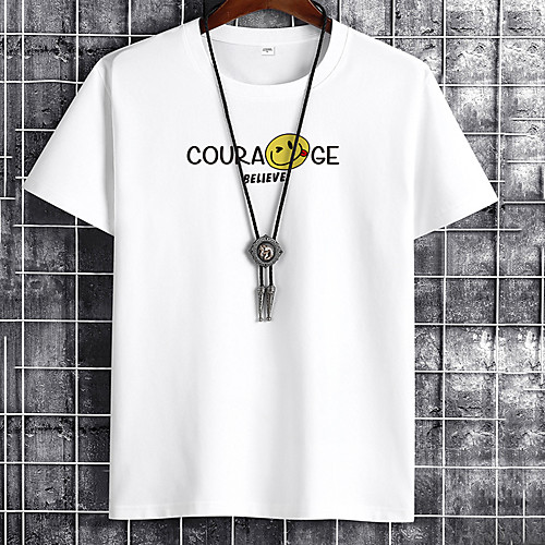 

Men's Unisex Tee T shirt Hot Stamping Graphic Prints Letter Plus Size Print Short Sleeve Casual Tops Cotton Basic Fashion Designer Big and Tall White Black Khaki
