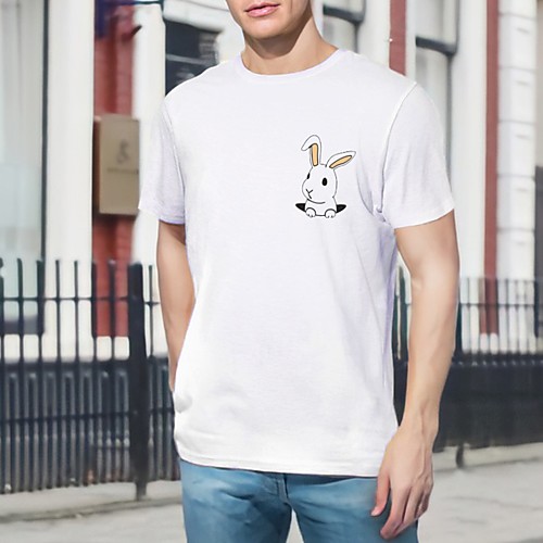 

Men's Unisex T shirt Hot Stamping Animal Plus Size Print Short Sleeve Daily Tops 100% Cotton Basic Casual Round Neck White Blue Red / Summer