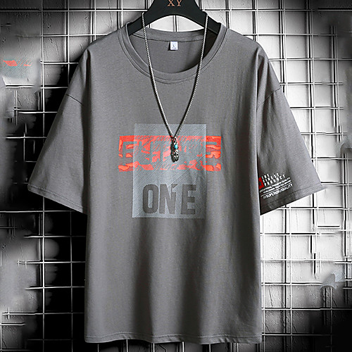 

Men's Unisex Tee T shirt Hot Stamping Graphic Prints Letter Plus Size Print Short Sleeve Casual Tops Cotton Basic Fashion Designer Big and Tall White Dark Gray