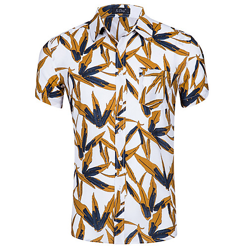 

Men's Shirt Graphic Short Sleeve Casual Tops Cotton Simple Casual Breathable Comfortable Green / Black Green / Red Blue