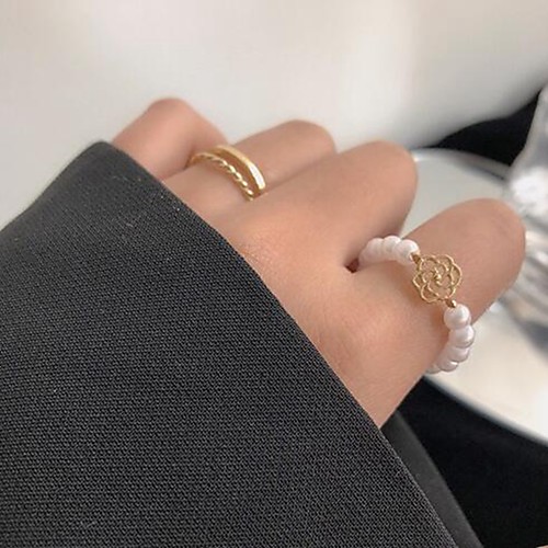 

Adjustable Ring Imitation Pearl Alloy Flower Stylish Sweet 1pc Adjustable / Women's