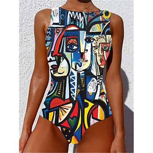 

Women's One Piece Monokini Swimsuit Tummy Control Slim Abstract Green Swimwear Strap Bathing Suits New Casual Sexy / Padded Bras / Beach
