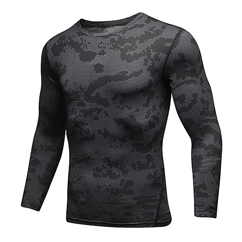

UABRAV Men's Long Sleeve Running Shirt Tee Tshirt Top Athleisure Elastane Quick Dry Breathable Sweat wicking Gym Workout Performance Running Jogging Training Sportswear Solid Colored Black Activewear