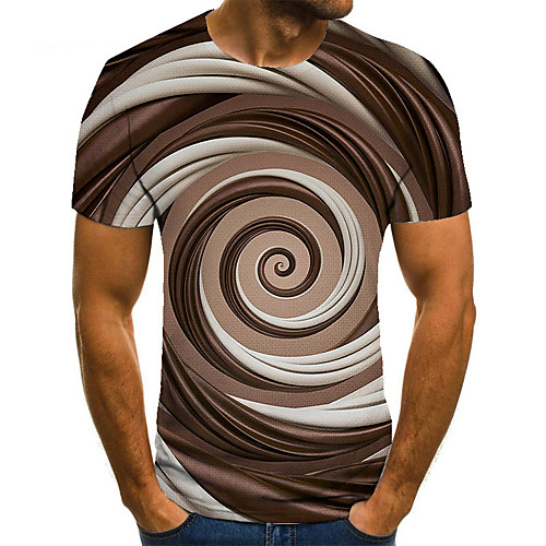 

Men's Unisex Tee T shirt 3D Print Graphic Prints Spiral Stripe Plus Size Print Short Sleeve Casual Tops Basic Fashion Designer Big and Tall Coffee