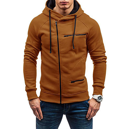 

Men's Zip Up Hoodie Sweatshirt Solid Color Hooded Daily Weekend non-printing Casual Streetwear Hoodies Sweatshirts Long Sleeve Wine Camel White