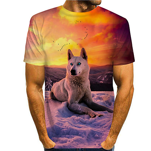 

Men's Tee T shirt 3D Print Dog Graphic Prints Print Short Sleeve Daily Tops Casual Designer Big and Tall Yellow