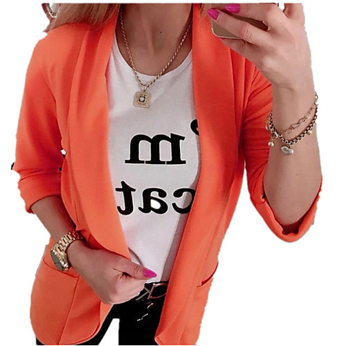 

Women's Coat Daily Wear Spring Summer Regular Coat Regular Fit Casual / Daily Jacket Solid Color Pocket Explosive models in Europe and America will be shipped on Dark Pink