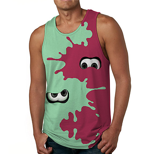 

Men's Tank Top Undershirt Shirt 3D Print Graphic Prints Eye Print Sleeveless Daily Tops Casual Designer Big and Tall Round Neck Green / Summer