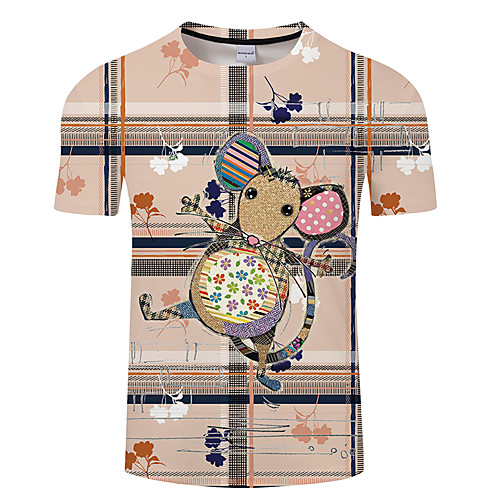 

Men's Unisex Tee T shirt 3D Print Graphic Prints Animal Plus Size 3D Print Print Short Sleeve Casual Tops Basic Designer Big and Tall Khaki