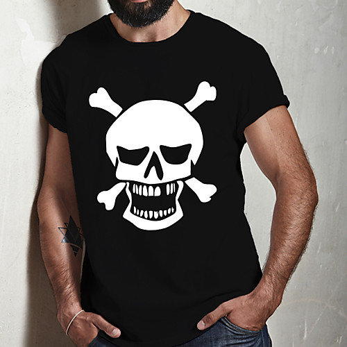 

Men's Unisex Tee T shirt Hot Stamping Graphic Prints Skull Plus Size Print Short Sleeve Casual Tops Cotton Basic Fashion Designer Big and Tall Black