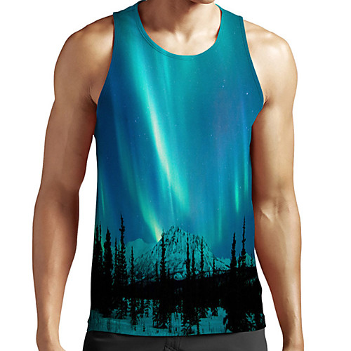

Men's Unisex Tank Top Undershirt 3D Print Scenery Graphic Prints Plus Size Print Sleeveless Casual Tops Basic Fashion Designer Breathable Blue