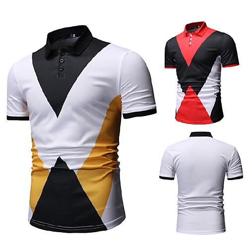 

Men's Golf Shirt Other Prints Color Block Short Sleeve Casual Tops Casual White Black / Summer