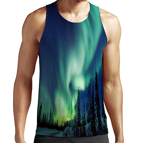 

Men's Unisex Tank Top Undershirt 3D Print Scenery Graphic Prints Plus Size Print Sleeveless Casual Tops Basic Fashion Designer Breathable Blue