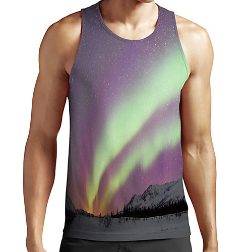 

Men's Unisex Tank Top Undershirt 3D Print Scenery Graphic Prints Plus Size Print Sleeveless Casual Tops Basic Fashion Designer Breathable Light Purple