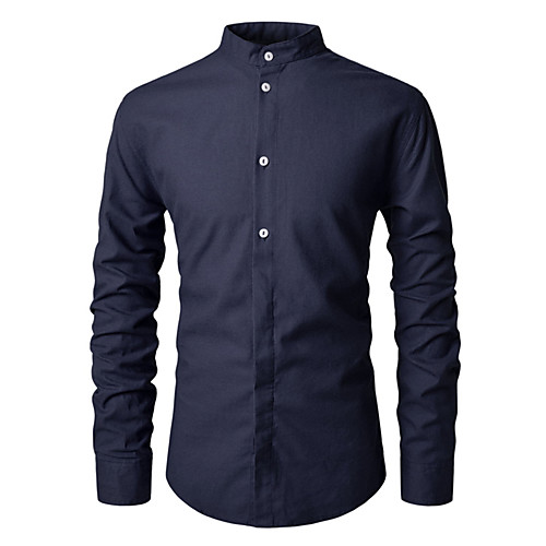 

Men's Shirt Solid Colored Long Sleeve Casual Tops Simple White Black Red