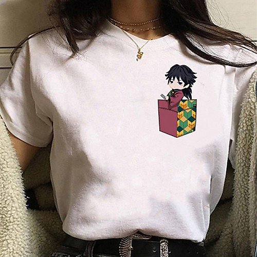 

Inspired by Demon Slayer Cosplay Anime Cartoon Polyester / Cotton Blend Print Harajuku Graphic Kawaii T-shirt For Women's / Men's