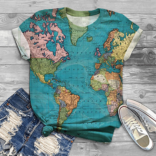 

Women's Plus Size Tops T shirt Graphic Print Short Sleeve Crewneck Basic Blue Big Size XL XXL 3XL 4XL 5XL / Holiday