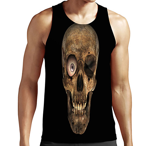 

Men's Unisex Tank Top Undershirt 3D Print Graphic Prints Skull Plus Size Print Sleeveless Casual Tops Basic Designer Big and Tall Black