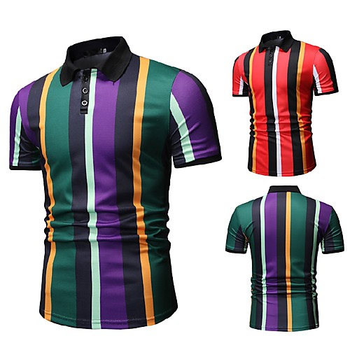 

Men's Golf Shirt Tennis Shirt Other Prints Color Block Short Sleeve Casual Tops Casual Green Red / Summer