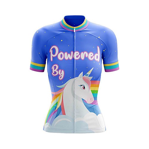 

21Grams Women's Short Sleeve Cycling Jersey Summer Spandex Polyester Blue Rainbow Unicorn Bike Jersey Top Mountain Bike MTB Road Bike Cycling Quick Dry Moisture Wicking Breathable Sports Clothing