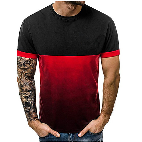 

Men's T shirt non-printing Patchwork Patchwork Short Sleeve Casual Tops Simple Casual Black Army Green Gray