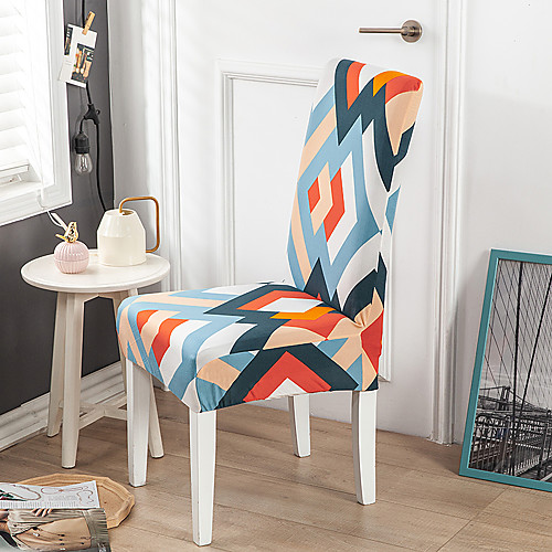 

Colorful Geometric Print Super Soft Chair Cover Stretch Removable Washable Dining Room Chair Protector Slipcovers Home Decor Dining Room Seat Cover