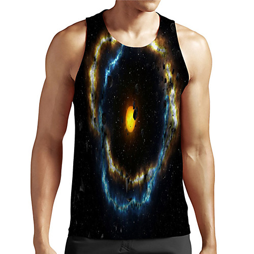 

Men's Unisex Tank Top Undershirt 3D Print Graphic Prints Interstellar Plus Size Print Sleeveless Casual Tops Basic Designer Big and Tall Black