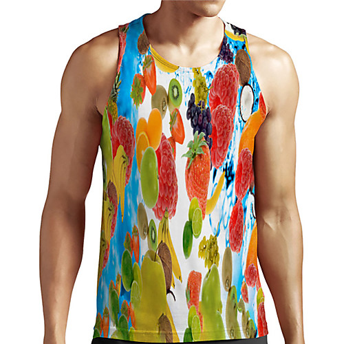 

Men's Unisex Tank Top Undershirt 3D Print Graphic Prints Fruit Plus Size Print Sleeveless Casual Tops Basic Designer Big and Tall Rainbow