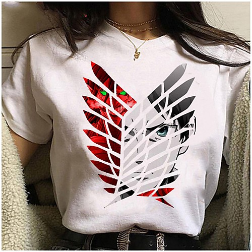 

Inspired by Attack on Titan Cosplay Anime Cartoon Polyester / Cotton Blend Print Harajuku Graphic Kawaii T-shirt For Women's / Men's